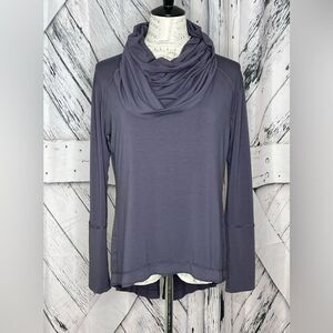 The Om Collection Cowl Neck High/Low Top Gray L